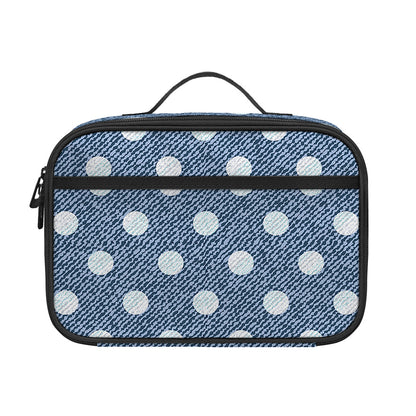 Polka Dot Denim Jeans Pattern Print Portable Lunch Bag