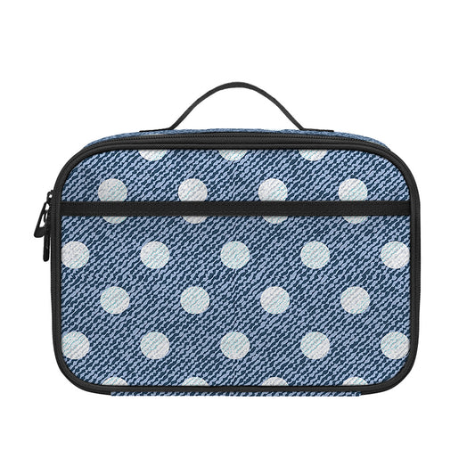 Polka Dot Denim Jeans Pattern Print Portable Lunch Bag