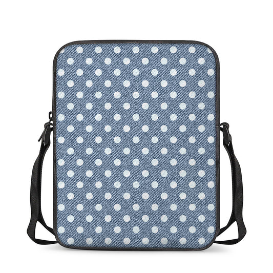 Polka Dot Denim Jeans Pattern Print Rectangular Crossbody Bag