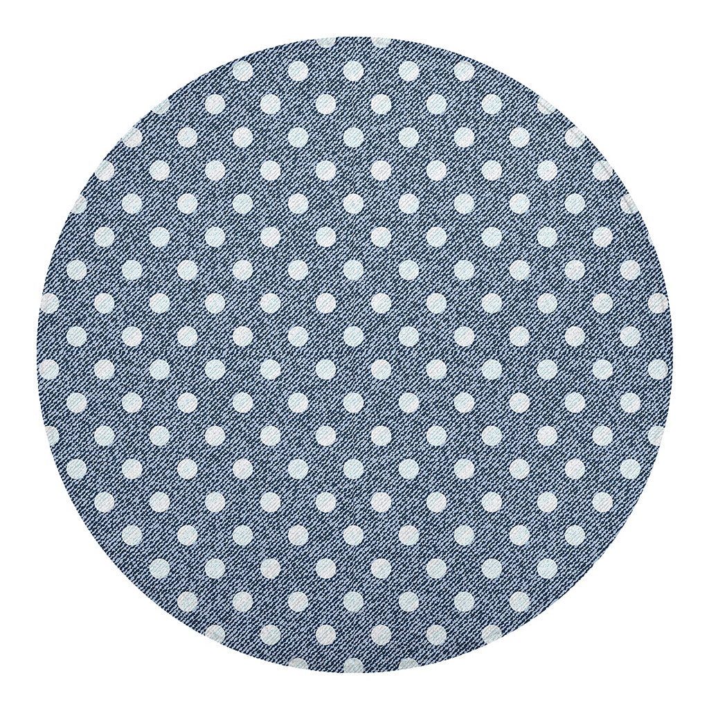 Polka Dot Denim Jeans Pattern Print Round Blanket