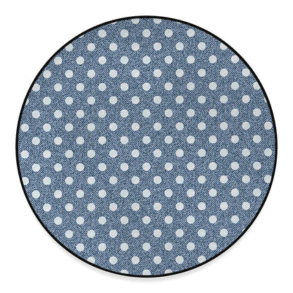 Polka Dot Denim Jeans Pattern Print Round Floor Mat