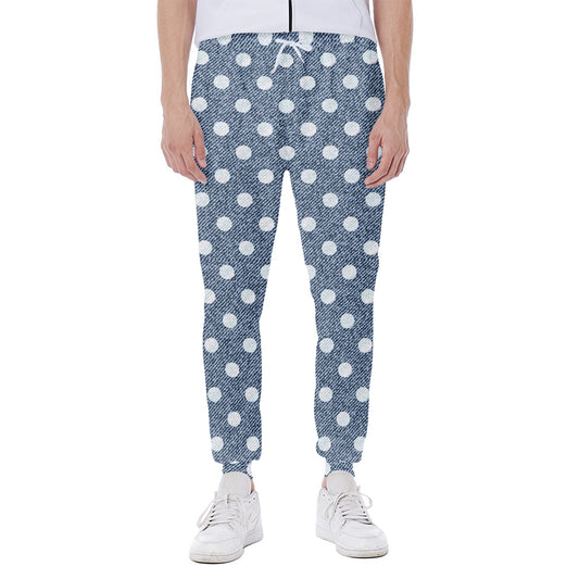 Polka Dot Denim Jeans Pattern Print Scuba Joggers