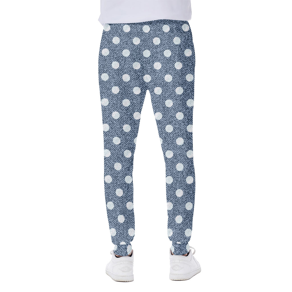 Polka Dot Denim Jeans Pattern Print Scuba Joggers