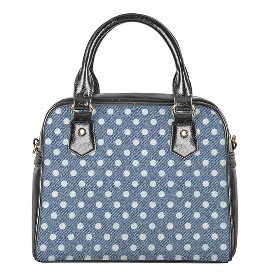 Polka Dot Denim Jeans Pattern Print Shoulder Handbag