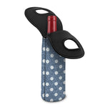 Polka Dot Denim Jeans Pattern Print Single Neoprene Wine Tote
