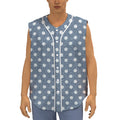 Polka Dot Denim Jeans Pattern Print Sleeveless Baseball Jersey
