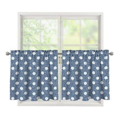 Polka Dot Denim Jeans Pattern Print Tier Curtains