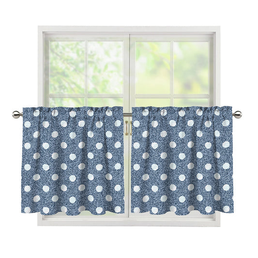Polka Dot Denim Jeans Pattern Print Tier Curtains