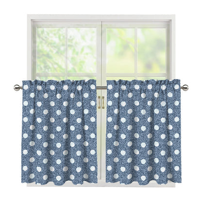 Polka Dot Denim Jeans Pattern Print Tier Curtains