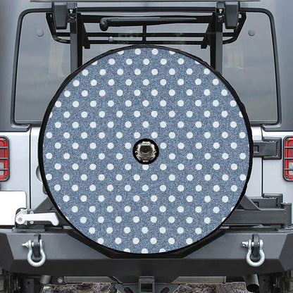 Polka Dot Denim Jeans Pattern Print Tire Cover With Camera Hole