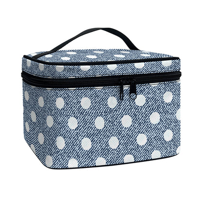 Polka Dot Denim Jeans Pattern Print Travel Makeup Bag