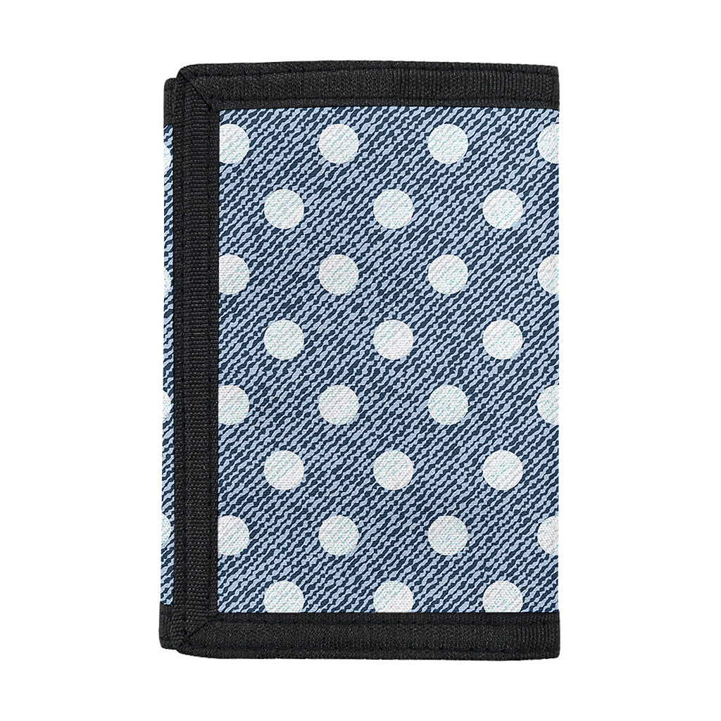 Polka Dot Denim Jeans Pattern Print Trifold Wallet