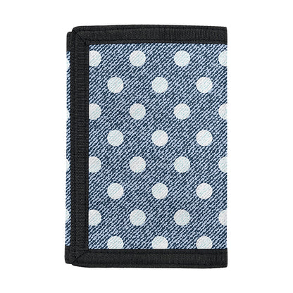 Polka Dot Denim Jeans Pattern Print Trifold Wallet
