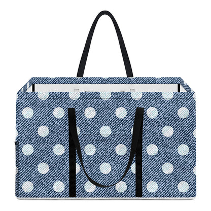 Polka Dot Denim Jeans Pattern Print Utility Tote Bag