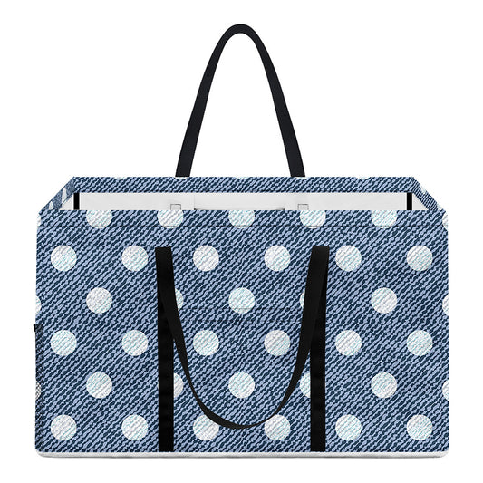 Polka Dot Denim Jeans Pattern Print Utility Tote Bag