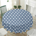 Polka Dot Denim Jeans Pattern Print Waterproof Round Tablecloth