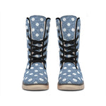 Polka Dot Denim Jeans Pattern Print Winter Boots