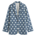 Polka Dot Denim Jeans Pattern Print Women's Blazer