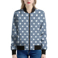 Polka Dot Denim Jeans Pattern Print Women's Bomber Jacket