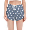 Polka Dot Denim Jeans Pattern Print Women's Split Running Shorts