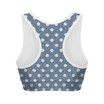 Polka Dot Denim Jeans Pattern Print Women's Sports Bra