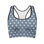 Polka Dot Denim Jeans Pattern Print Women's Sports Bra