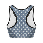 Polka Dot Denim Jeans Pattern Print Women's Sports Bra