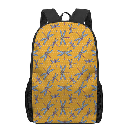 Polka Dot Dragonfly Pattern Print 17 Inch Backpack