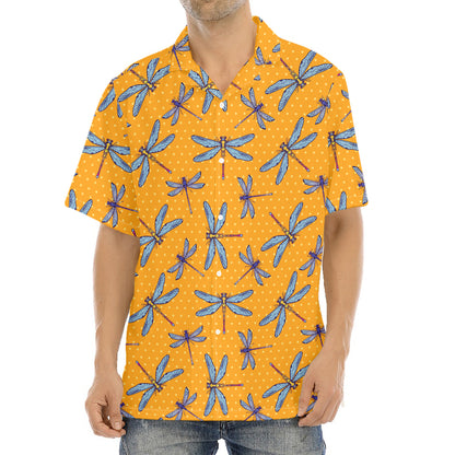 Polka Dot Dragonfly Pattern Print Aloha Shirt