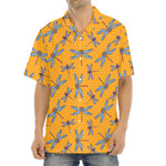 Polka Dot Dragonfly Pattern Print Aloha Shirt