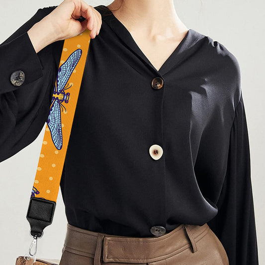 Polka Dot Dragonfly Pattern Print Bag Strap