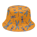 Polka Dot Dragonfly Pattern Print Bucket Hat