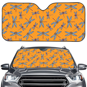 Polka Dot Dragonfly Pattern Print Car Windshield Sun Shade