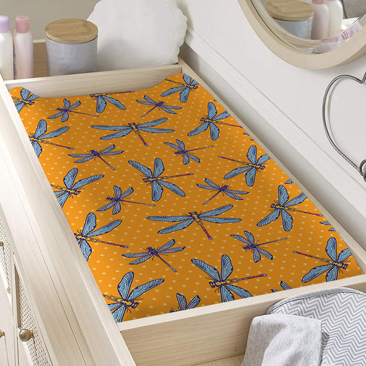 Polka Dot Dragonfly Pattern Print Changing Pad Cover