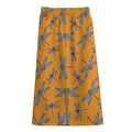 Polka Dot Dragonfly Pattern Print Cotton Front Slit Maxi Skirt