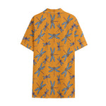 Polka Dot Dragonfly Pattern Print Cotton Hawaiian Shirt