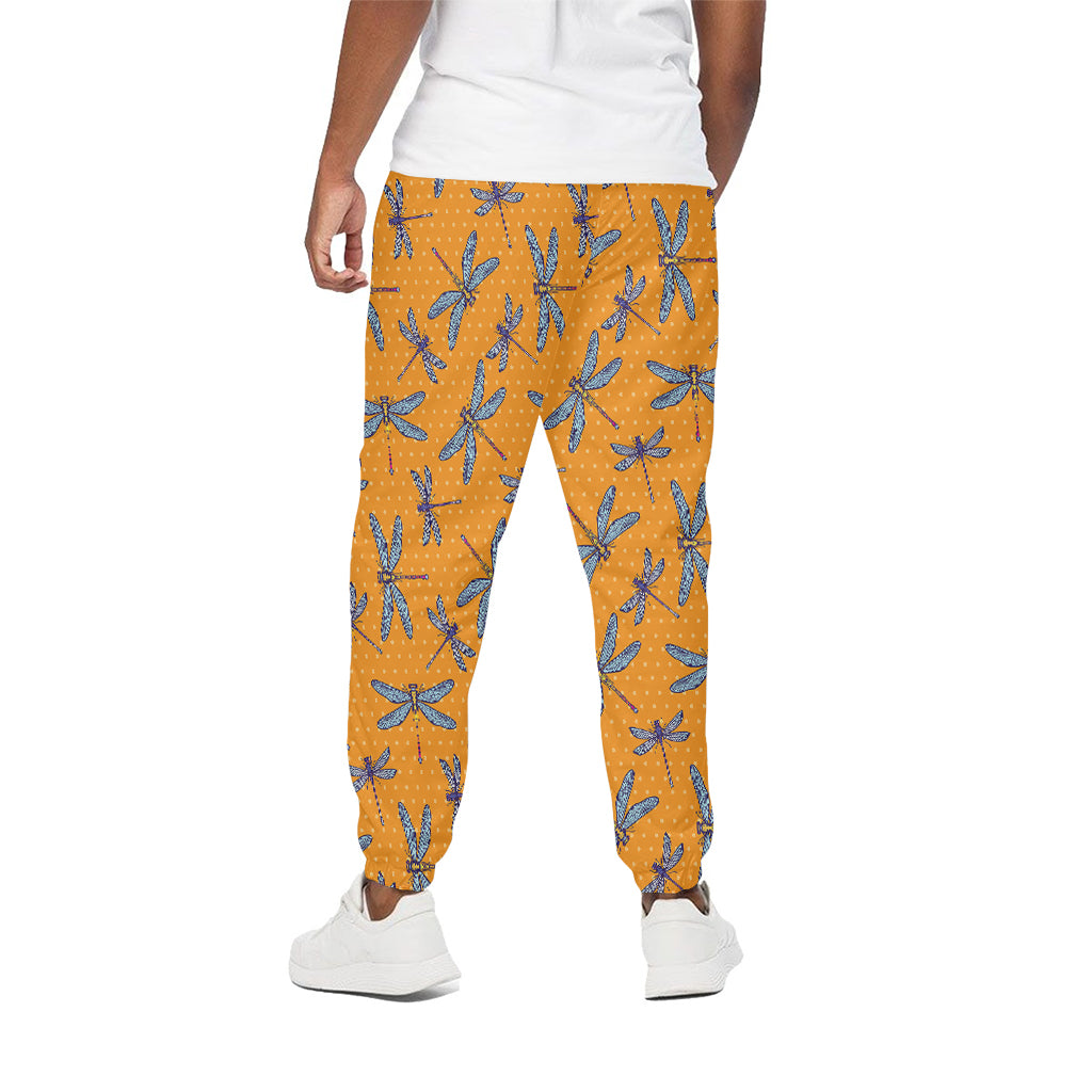 Polka Dot Dragonfly Pattern Print Cotton Pants