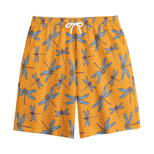 Polka Dot Dragonfly Pattern Print Cotton Shorts