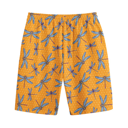 Polka Dot Dragonfly Pattern Print Cotton Shorts