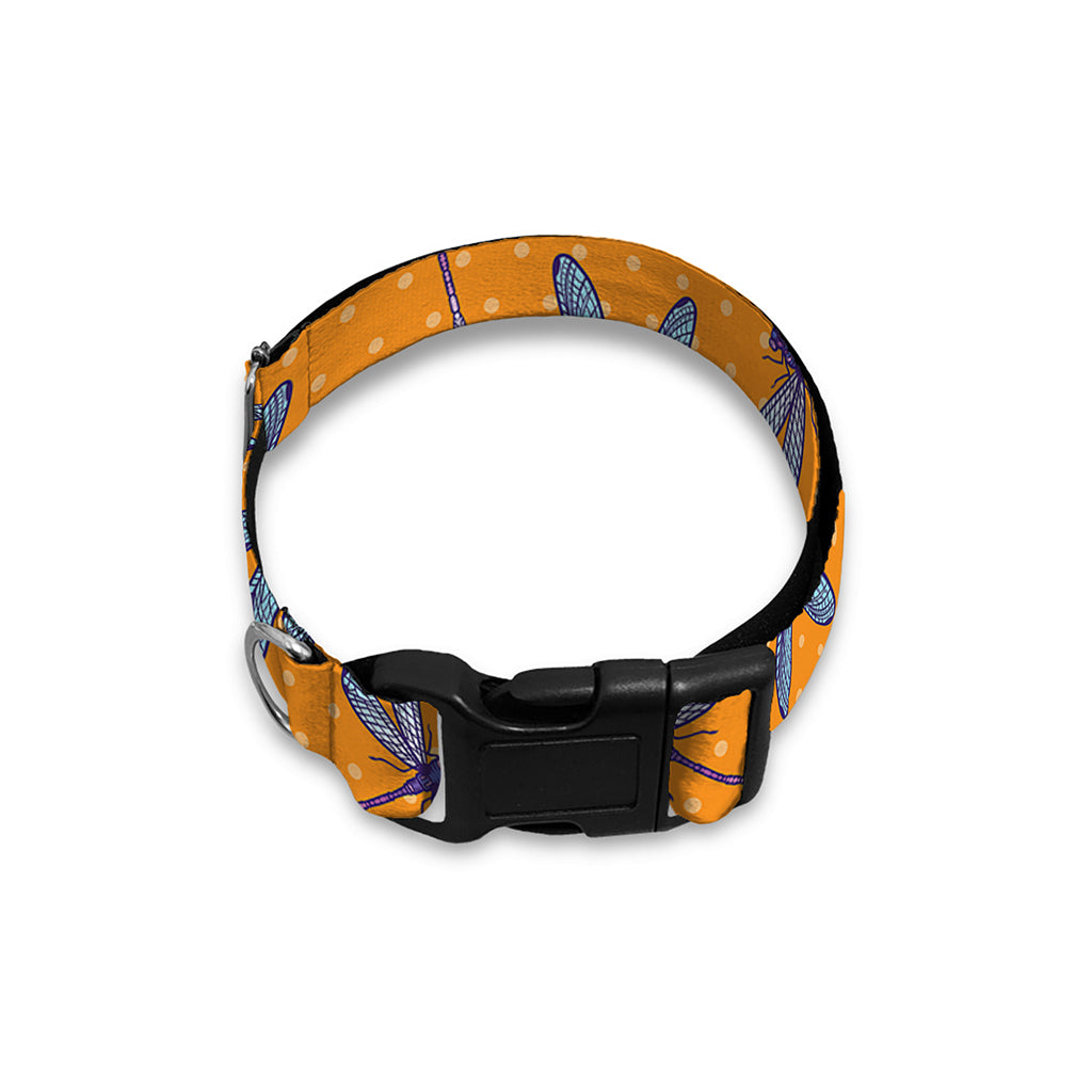 Polka Dot Dragonfly Pattern Print Dog Collar