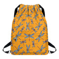 Polka Dot Dragonfly Pattern Print Drawstring Backpack