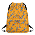 Polka Dot Dragonfly Pattern Print Drawstring Backpack