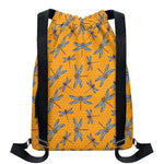 Polka Dot Dragonfly Pattern Print Drawstring Backpack