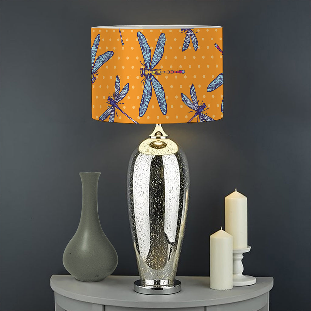 Polka Dot Dragonfly Pattern Print Drum Lamp Shade