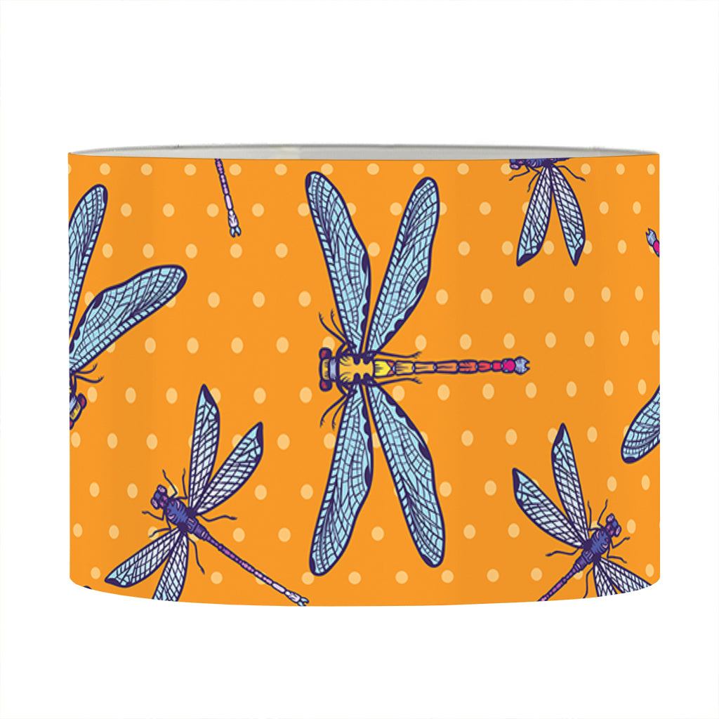 Polka Dot Dragonfly Pattern Print Drum Lamp Shade
