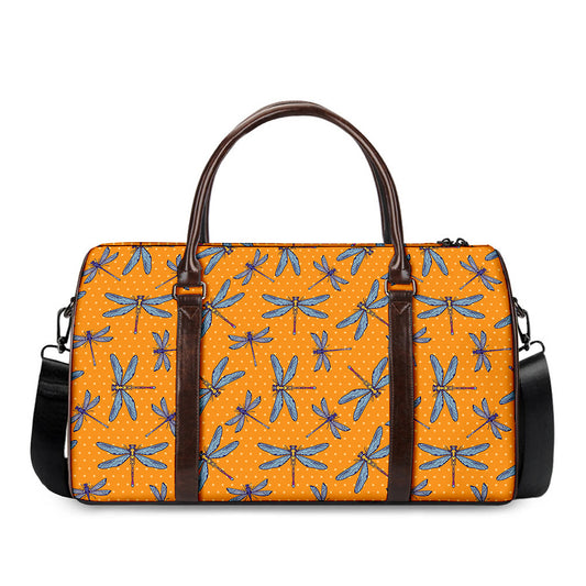 Polka Dot Dragonfly Pattern Print Duffle Bag