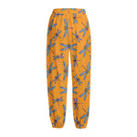 Polka Dot Dragonfly Pattern Print Fleece Lined Knit Pants