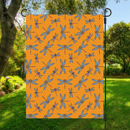Polka Dot Dragonfly Pattern Print Garden Flag