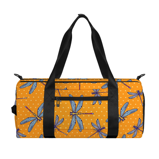 Polka Dot Dragonfly Pattern Print Gym Bag