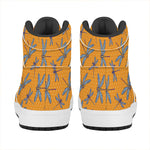 Polka Dot Dragonfly Pattern Print High Top Leather Sneakers